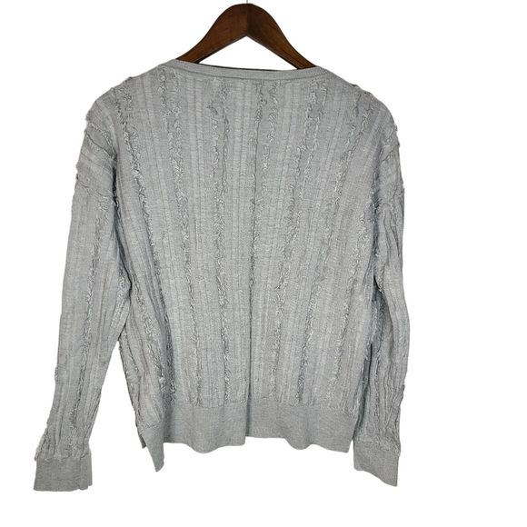 Harper Lane Grey Fringe Lightweight Cotton Blend Sweater Womens Medium - Picture 2 of 6